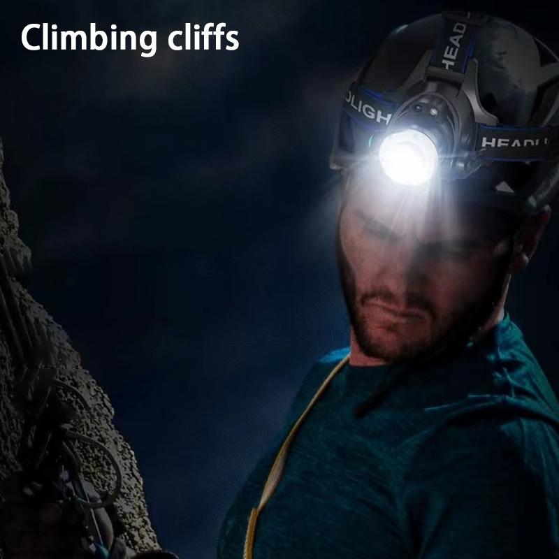 Led High-Power Long-Range Headlamp Usb Rechargeable Waterproof Suitable For Outdoor Camping And Wearing