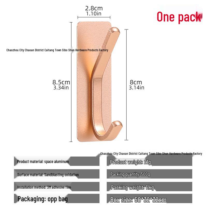 Seamless Metal Space Aluminum Hook for Bathroom & Kitchen
