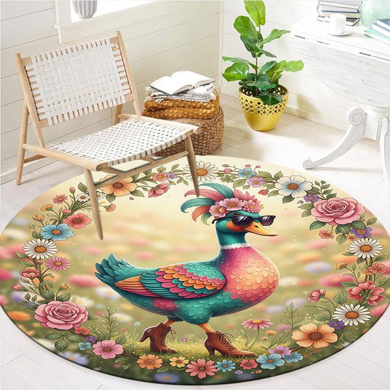 Colorfulbirds Round Area Rug,Carpet Rug for Living Room Bedroom Sofa Playroom Decor,Non Slip Floor Mat