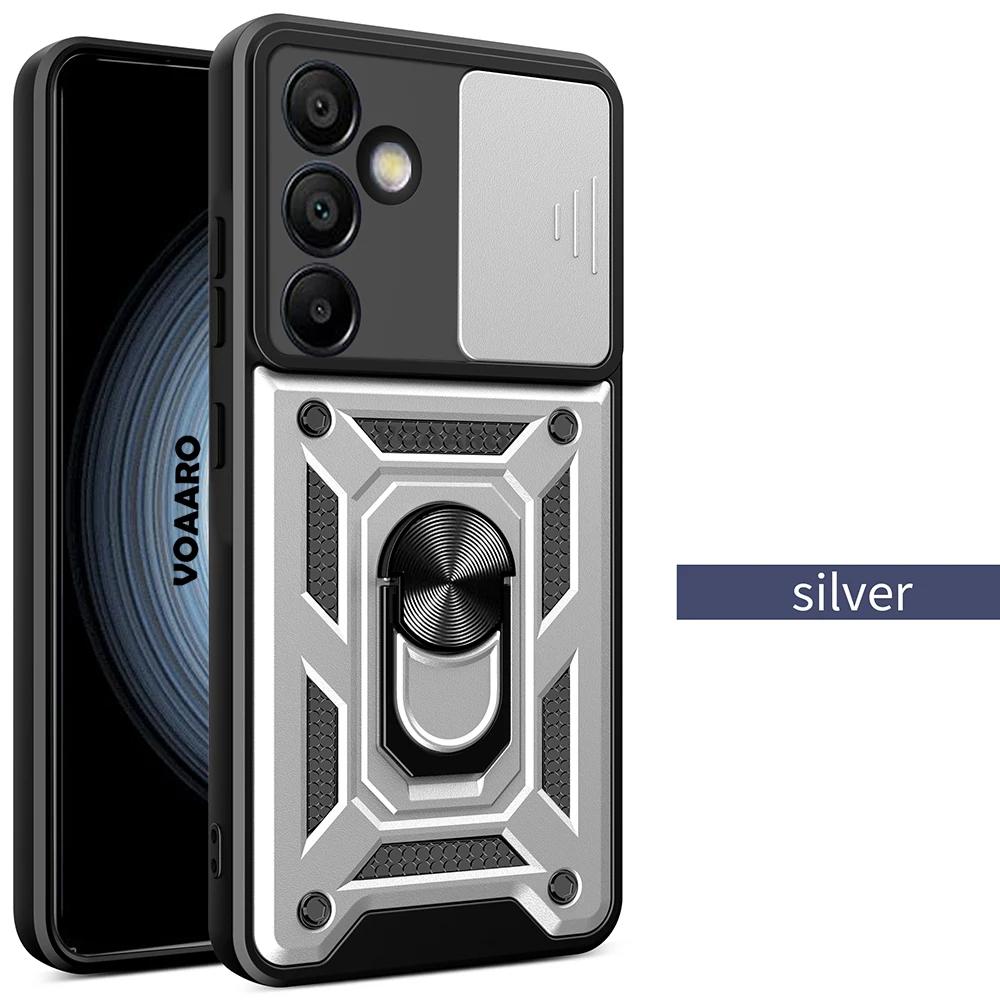 Slide Lens Armor Funda for Samsung Galaxy S24 FE Ultra S23 Plus Ultra M15 F15 M55 A15 A55 A35 5G Case Magnetic Ring Stand Cover