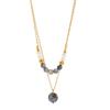 Double-Layer Pearl & Natural Stone Pendant Necklace with Titanium Steel Clavicle Chain