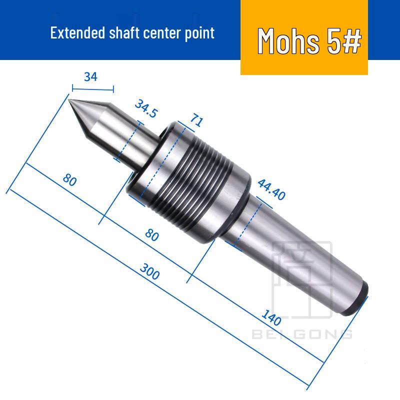 Double-Ended Revolving Lathe Live Center, Morse Taper #3 #4 #5, Small Pointed End
