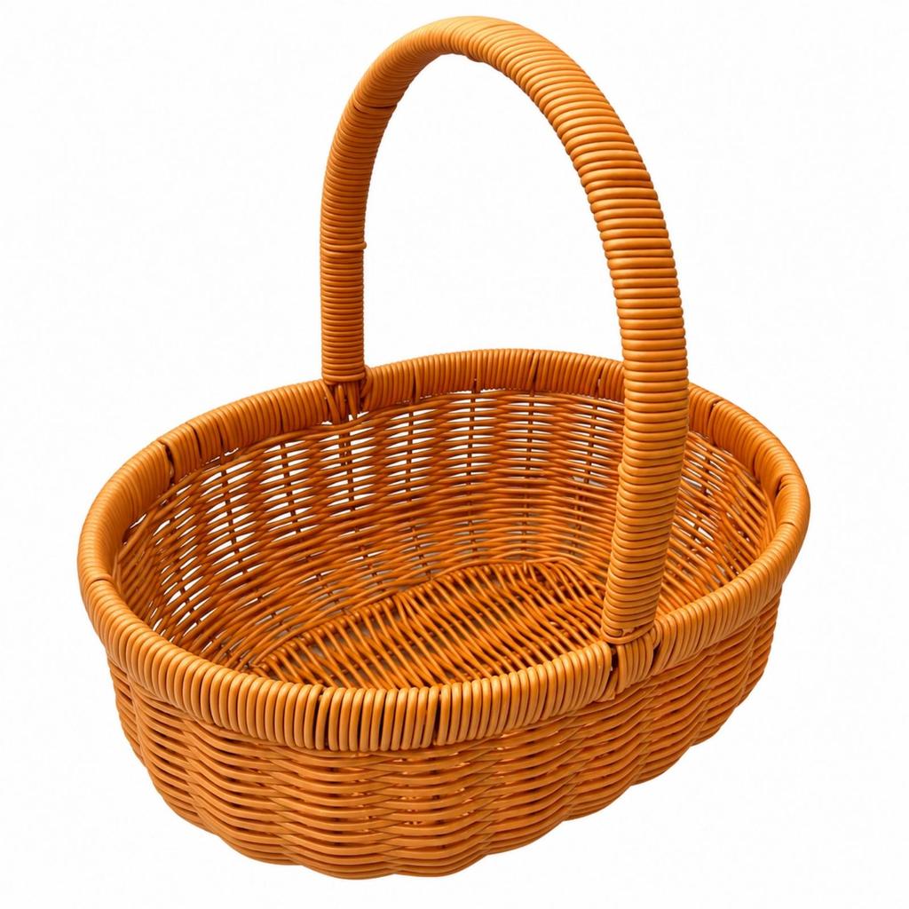 Imitation Rattan Produce Basket Handwoven Look Oval Portable for Kitchen Storage,
