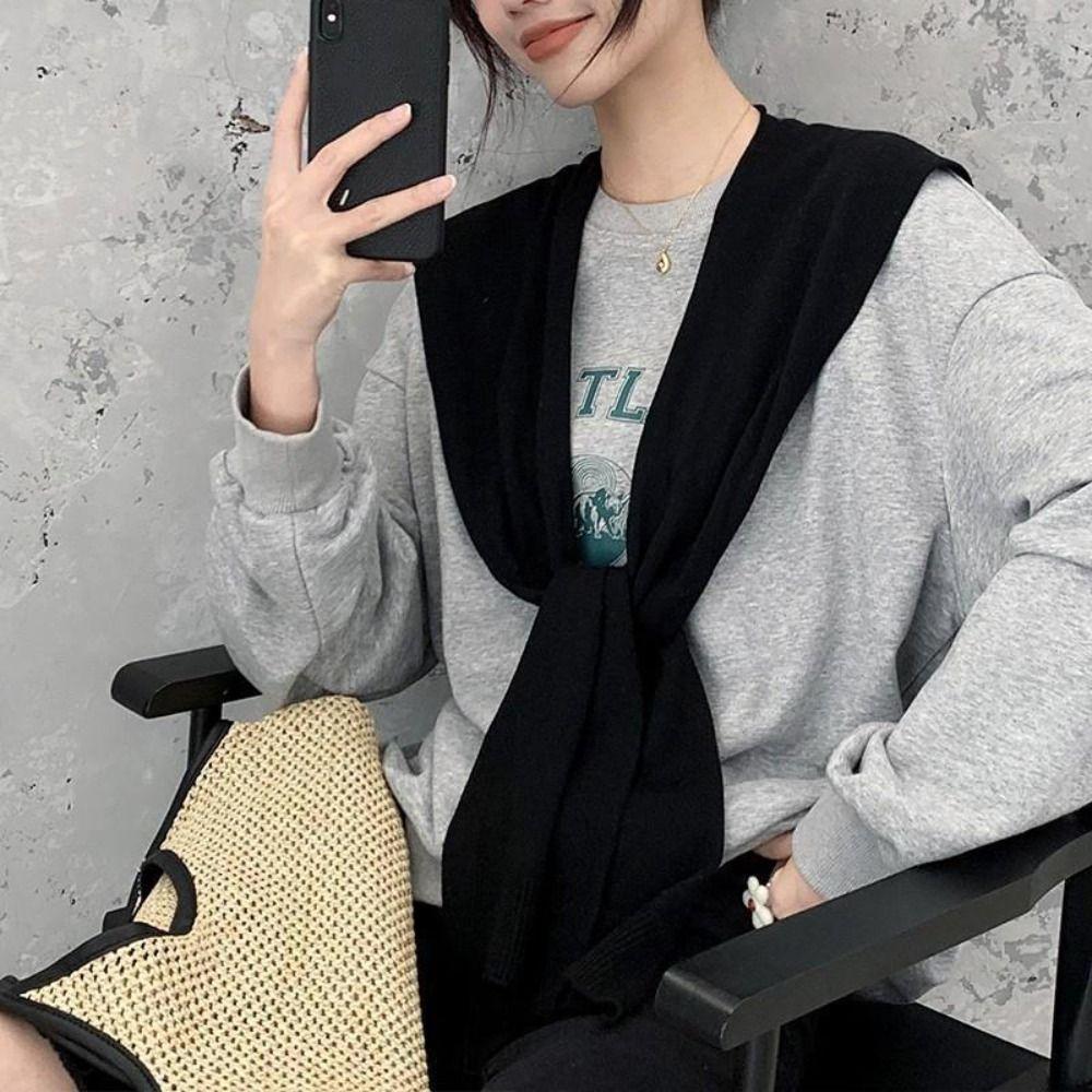 Blouse Shoulders Knitted Shawl Cape Wool Scarves Elegant Fake Collar Female