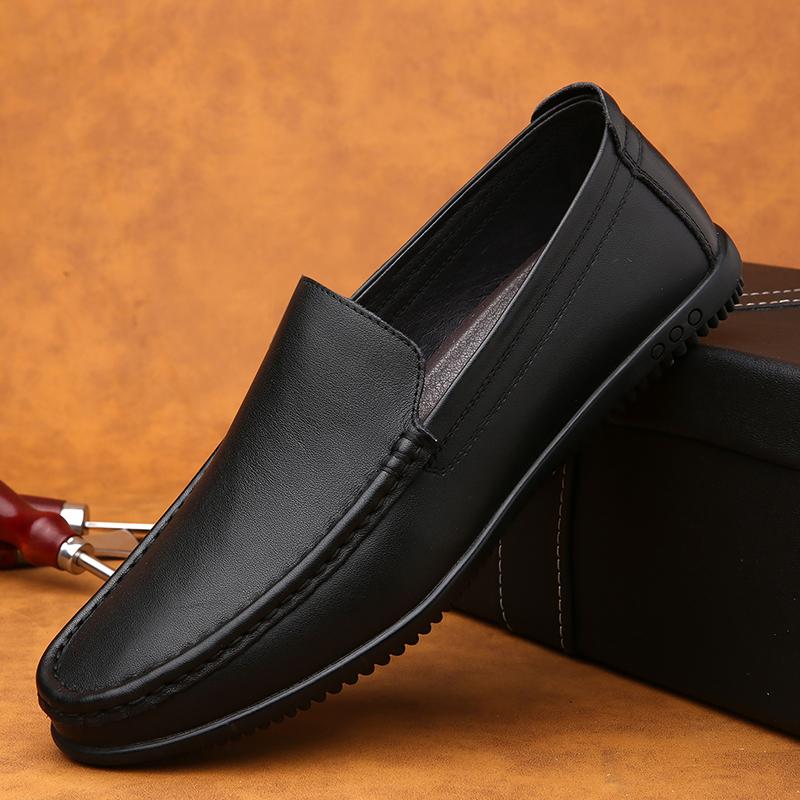Newest Men Shoes Genuine Leather Mens Loafers Slip On Moccasins Formal Dress Casual Flats Fashion Driving Shoes Business Footwear