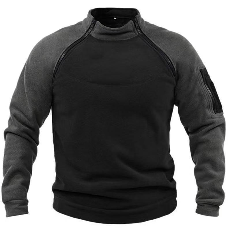 Men's Double Sleeve Color Block Tactical Fleece Hoodie for Spring/Autumn