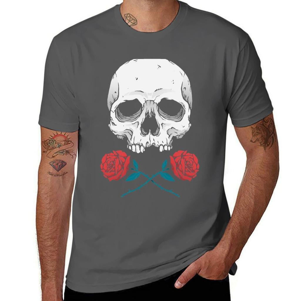 Skull and Roses TShirt Casual Daily Wear Short Sleeve Top