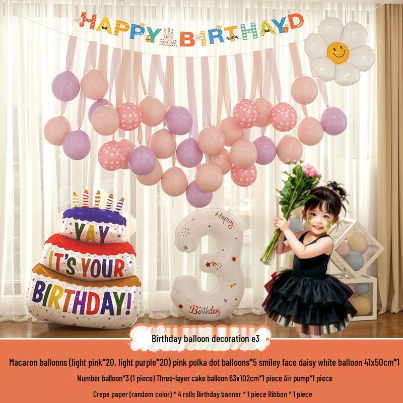 Xiaohongshu First Birthday Balloon Decoration Set for Boys and Girls: Party Background Scene Arrangement