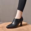 Pointed deep mouth high heels women's spring new sheepskin stiletto fashion shoes lapel ankle shoes single shoes