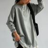 Japanese and Korean Autumn Pure Cotton Women's T-shirt New Simple Loose Solid Color Long-sleeved Base Shirt Mid-length