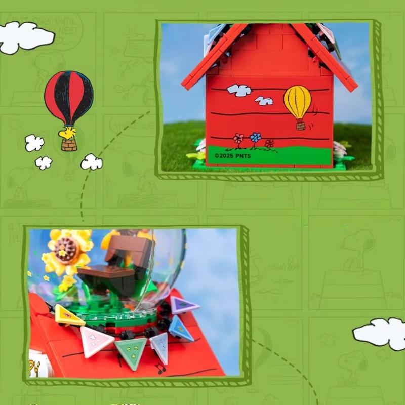 Pantasy New Snoopy Building Blocks Classic Red House Crystal Ball Model Collection Puzzle Construction Toys Children'S Gifts