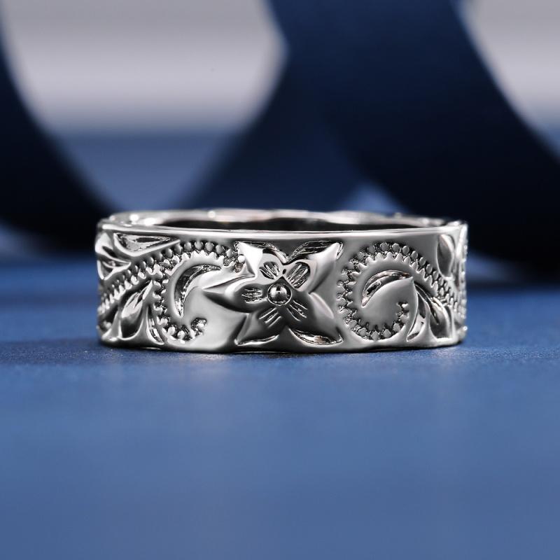 

CAOSHI Trendy Metallic Ring for Women/Men Delicate Carved Design Silver Color Daily Wearable Accessories Statement Jewelry Gift 6