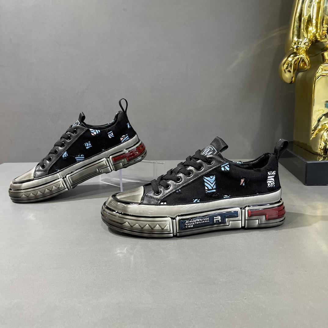 

Летние мужские повседневные кроссовки из натуральной кожи 2024 года — легкий европейский дизайн с толстой подошвой 43 чёрный