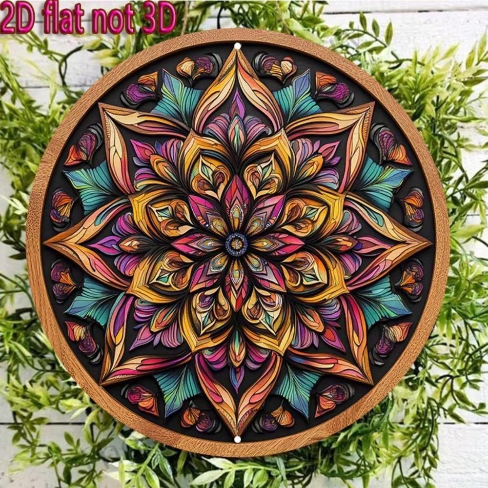 Vibrant Kaleidoscope Petal Metal Wall Art 20cm Round Iron Decor Home Cafe Restaurant Durable Easy Install
