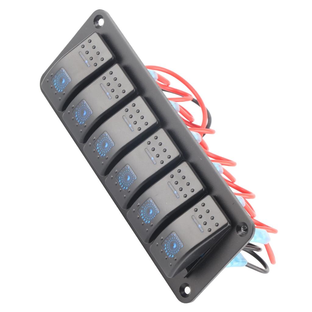 לוח מתגי רוקר 6 מצבים מואר LED מתג הפעלה/כיבוי עמיד למים הגנת מעגל למכונית קרוואן אוטובוס ימי סירה טרקטורון UTV