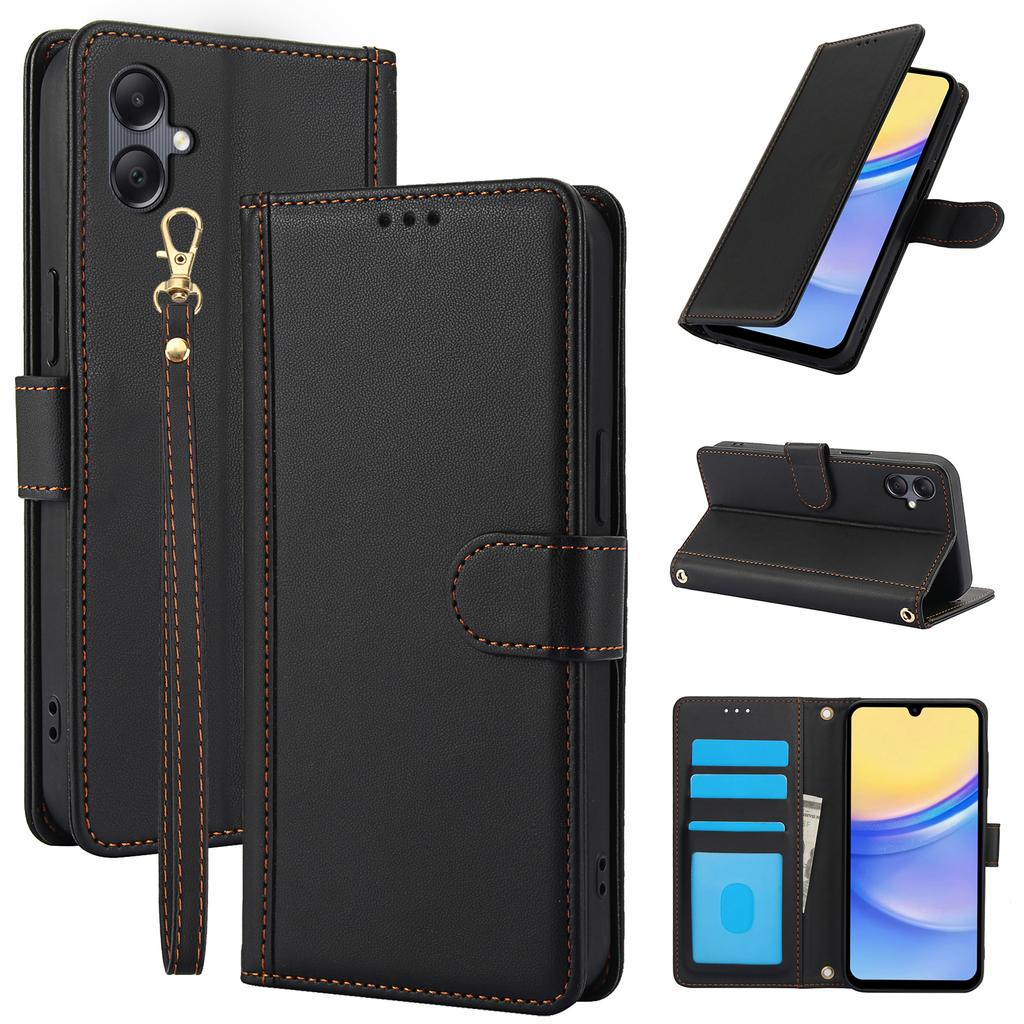 SY-003 For Samsung Galaxy A06 4G Case PU Leather Stand View Phone Wallet Cover with Hand Strap