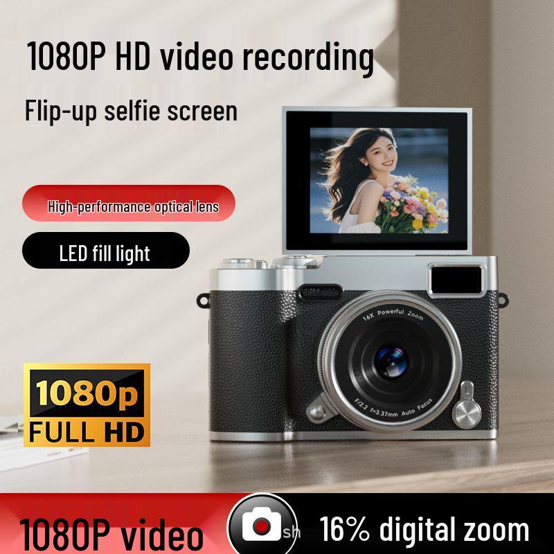 Retro Foldable Screen CCD Camera with 16x Zoom and HD Portable Pocket Recorder
