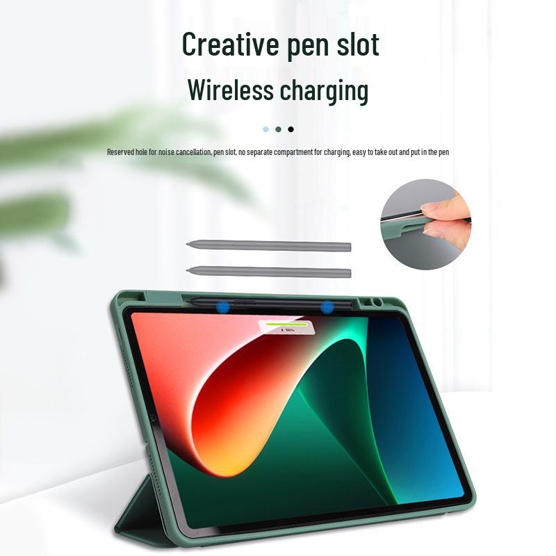 Xiaomi 5/5 Pro Tablet Case: Tri-fold Soft Cover with Charging Pen Slot & Stand