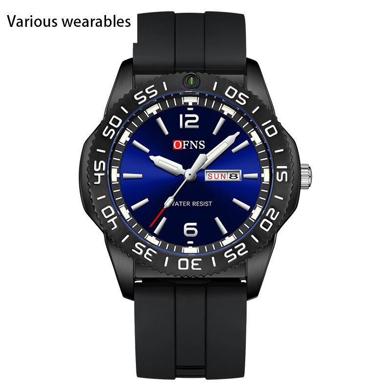 Quartz Watch Student Dual Calendar Classic Simple Bar Nail Scale Waterproof Quartz Watch