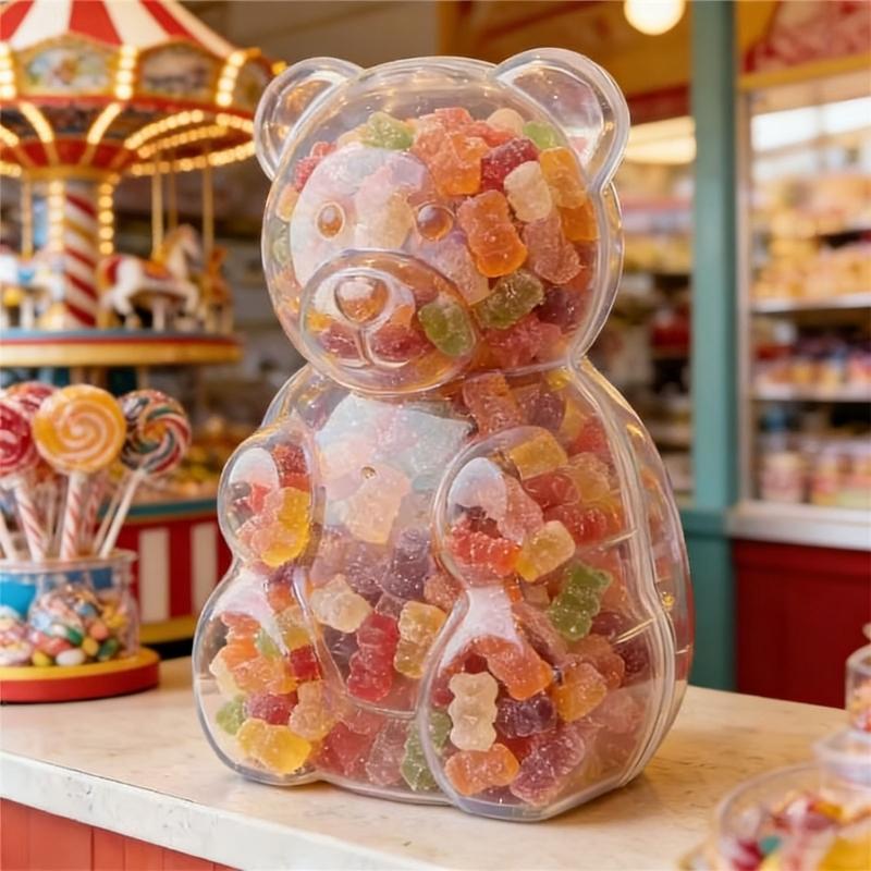 Bear Shape Candy Storage Container Craft Of ABS Plastic With Tight Seal Lid For Kitchen Organization