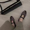 Fashion Mesh Black Ballet Shoes Female Summer New Flat Hollow Mesh Breathable Single Shoe Fishnet Shoes Sandals Mary Jane