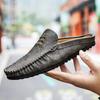 Fashion Leather Half Shoes for Men Mens Mules Casual Man Loafers Slipper Moccasin Backless Casual Footwear for Daily Indoor Outdoor