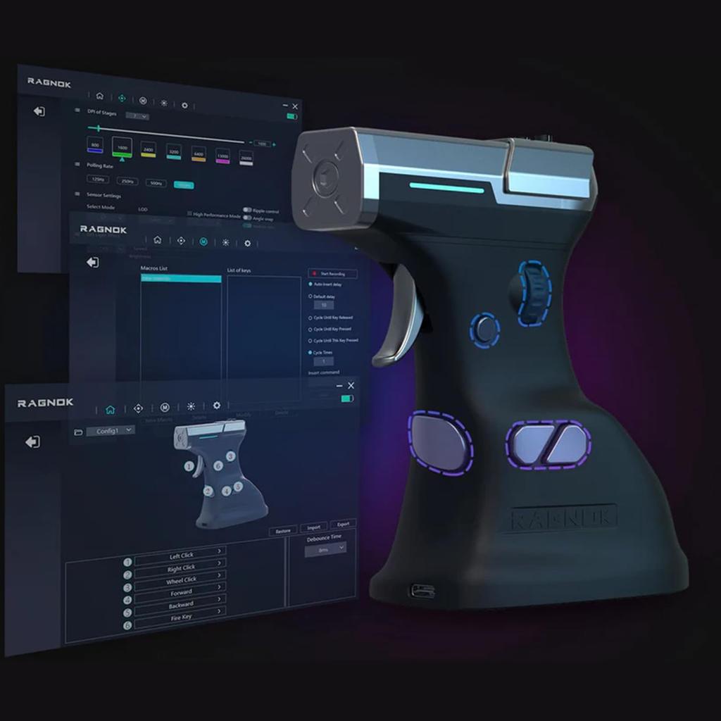 Ragnok ErgoStrike7 FPS Gaming Maus Realistische DPI USB Ergonomisches Design Professionelles Zielen RGB FPS Maus (Schwarz) Rückstoß, Umschalten, Kabelgebunden,