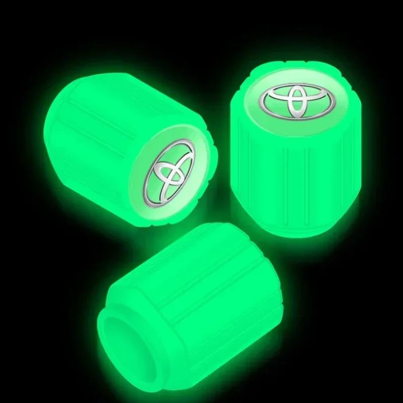 Luminous Car Tire Valve Caps Fluorescent Motorcycle Wheel Tyre For Toyota GR TRD Chr Corolla Yaris Rav4 E150 E120 Land Cruiser 200