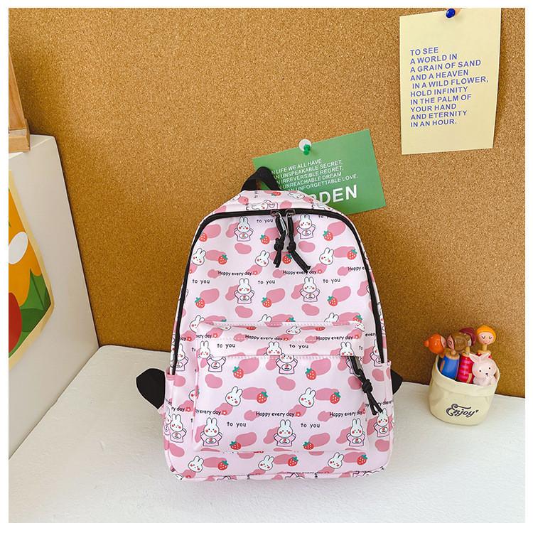 Trendy Kids Nylon Backpack With Cute Cartoon Print Breathable Stylish Design
