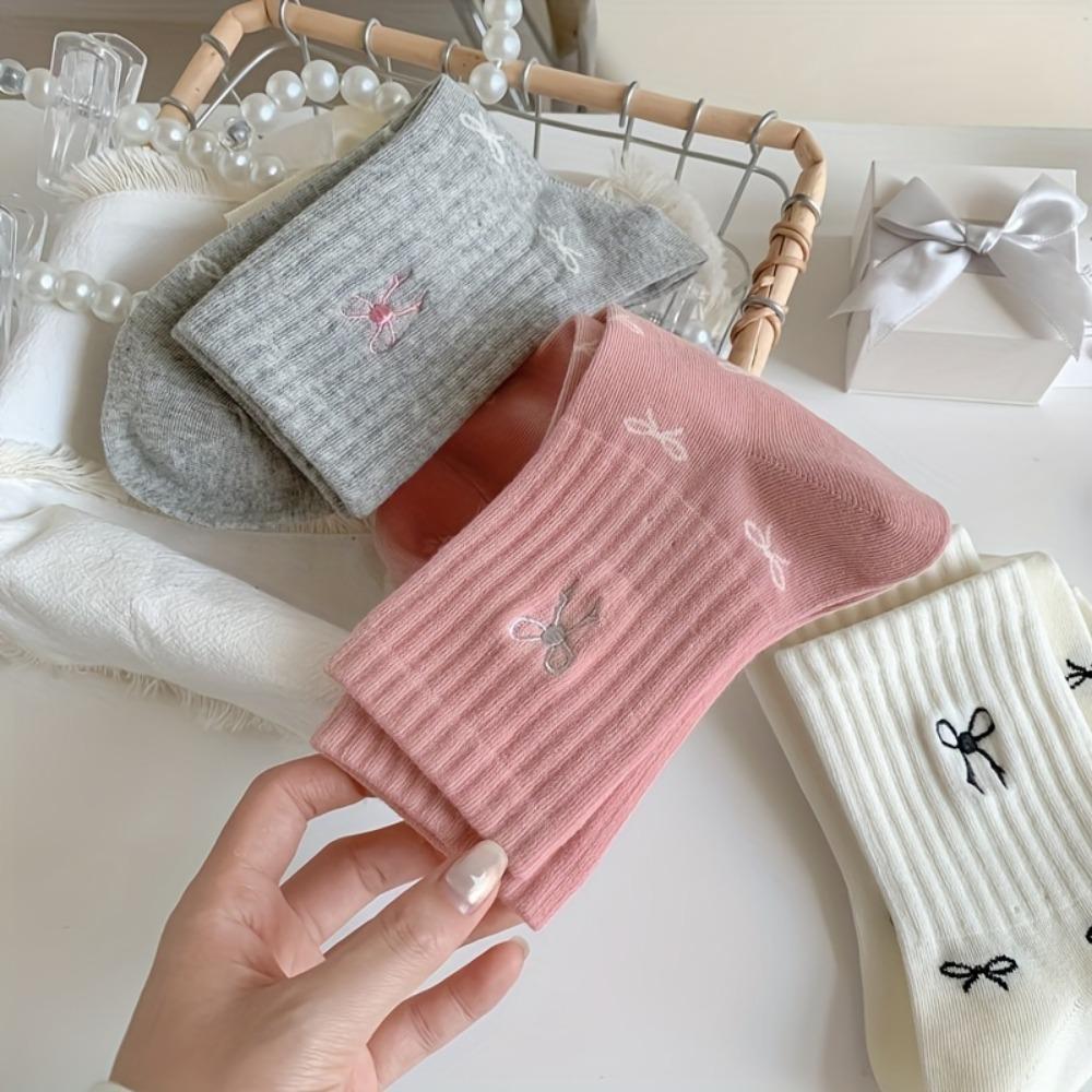 5 Par Dam Bomullsankelsockor med Rosettmönster - Andningsbara, Svettabsorberande, Stickade Korta Sockor