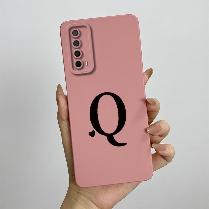 For Huawei Y7a Case Huawei P Smart 2021 Phone Case PPA-LX1 Luxury Letters Square ShockProof Soft TPU Silicone Back Cover Fundas