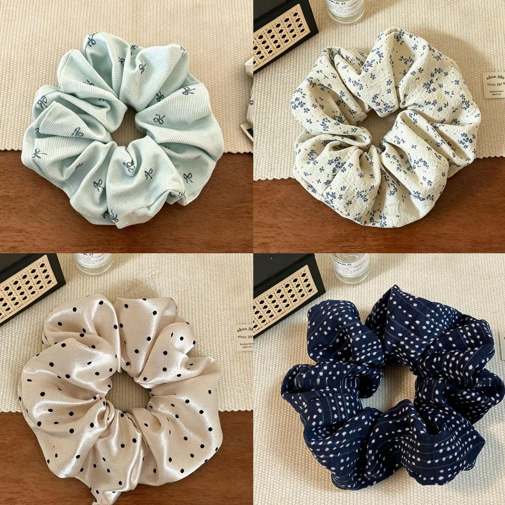 Early Spring 2025 Sea Salt Blue High-End Large Intestine Hair Tie - Brightens Skin, Lazy Style Hair Flower, New Accessory.