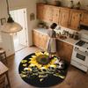 Sunflower and Skull,Round Area Rug,Carpet Rug for Living Room Bedroom Sofa Playroom Decor,Non-slip Floor Mat