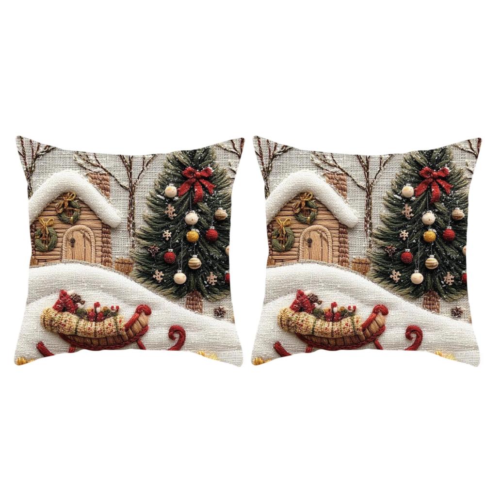 1/2/4/8PCS Festive Elk Rabbit Decorative Sofa Atmosphere Decorative Pillow 2025 NEW Christmas 2D Flat Print Pillow Cover