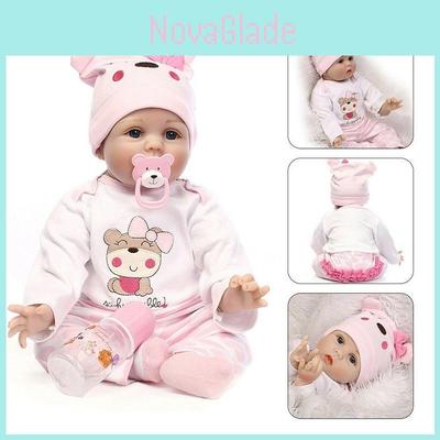 Realistic 16" Soft Silicone Reborn Doll With Handmade Details And Lifelike Blue Eyes