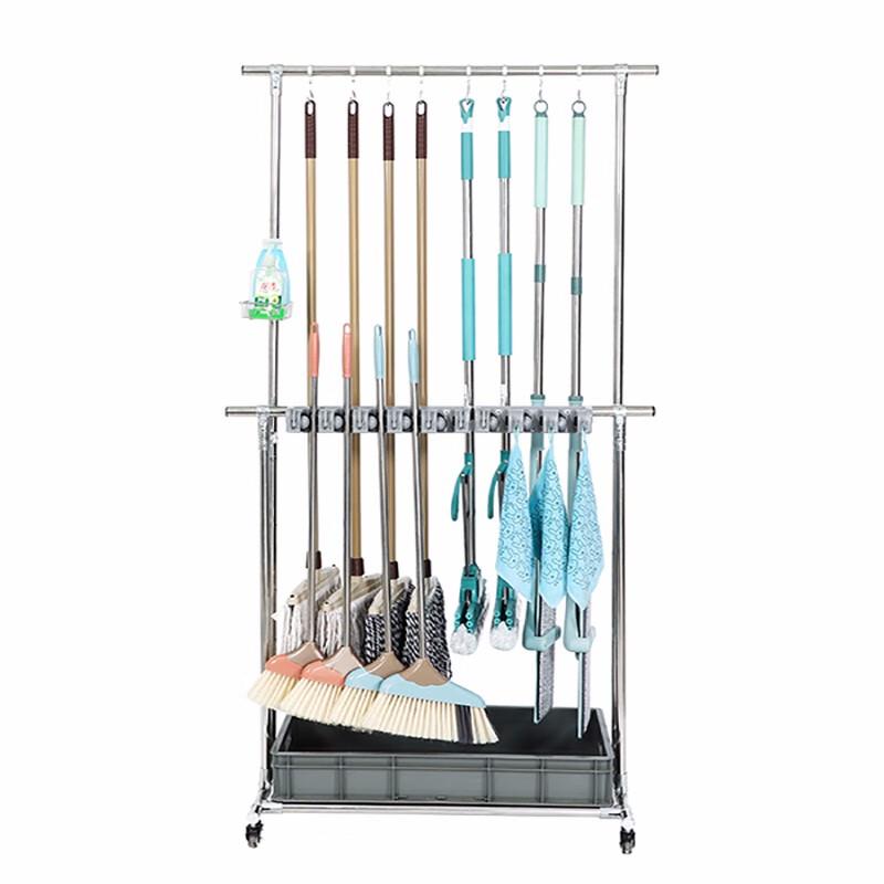 Stainless Steel Movable Mop and Broom Holder