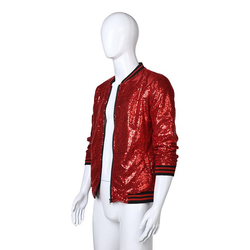 Men's Plus Size Sequin Dancewear Zip Cardigan Jacket - Bestseller