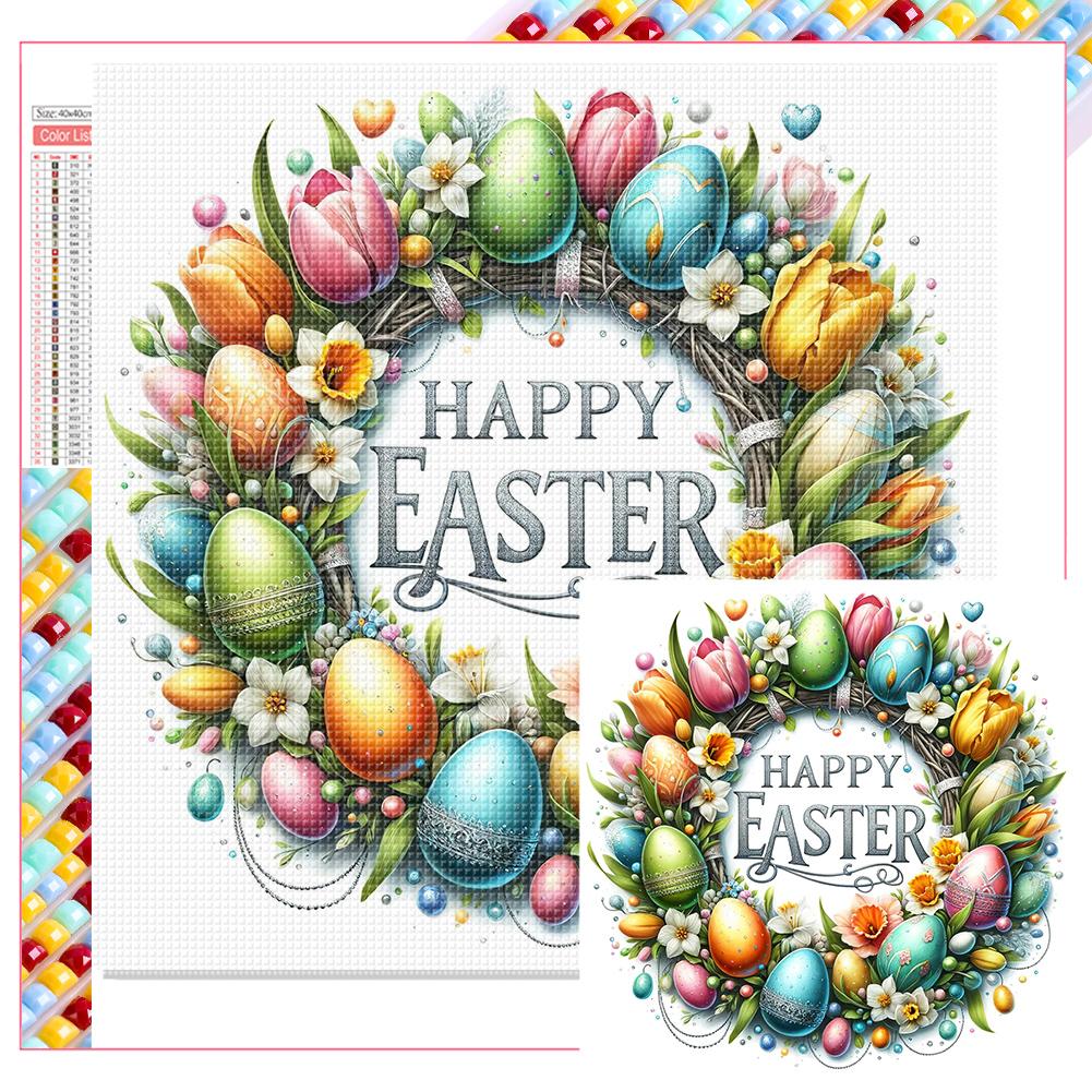 5D DIY Full Square Drill Diamond Painting Easter Wreath Kit Home Decor Art