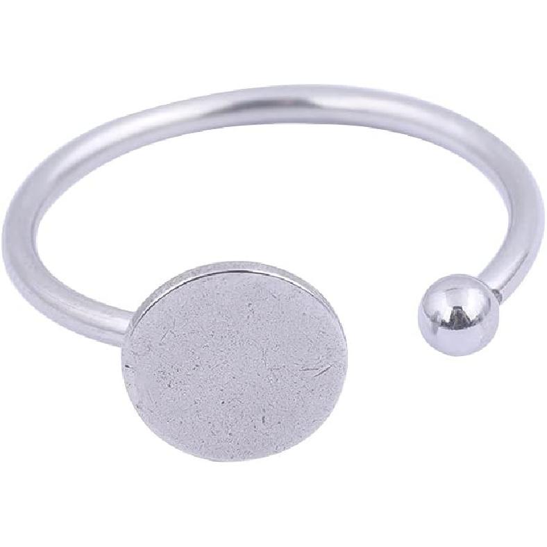20pcs Stainless Steel Flat 8mm Pad Ring Base Blank DIY Finger Ring Bezels for Jewelry Making Accessories