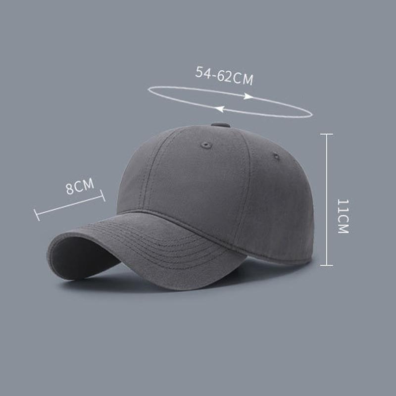 Baseball Cap Women's Solid Color Big Head Cap Men's Wide Brim Sun Hat