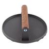 DIWR Steak Press, Meat Press, Wooden Handle Steak Press BBQ Tool, Cast Iron Grill Press for Kitchen BBQ