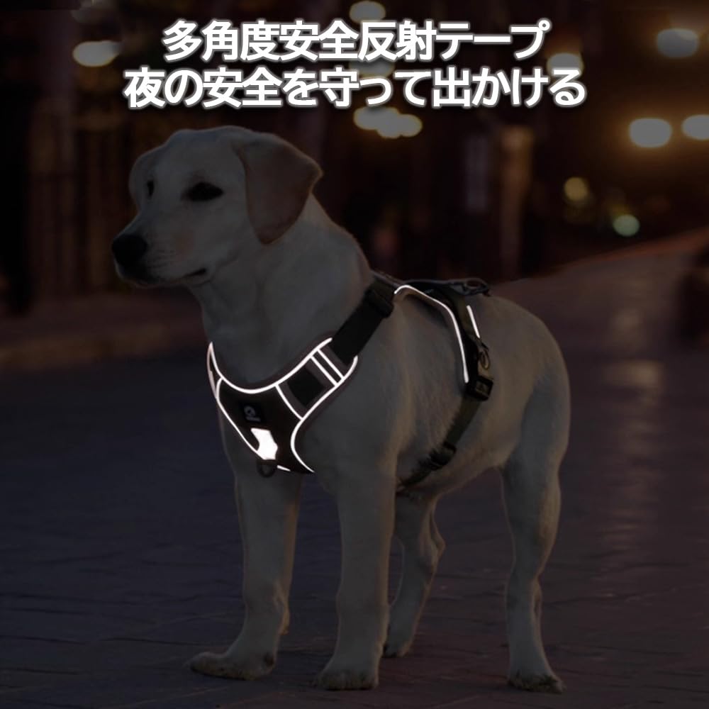 YFFSFDC Dog Adjustable Dog Harness Set with Back Attachable Name for and Extra Large Includes Walking Night Adjustable Oxford Fabric Outdoor Dog