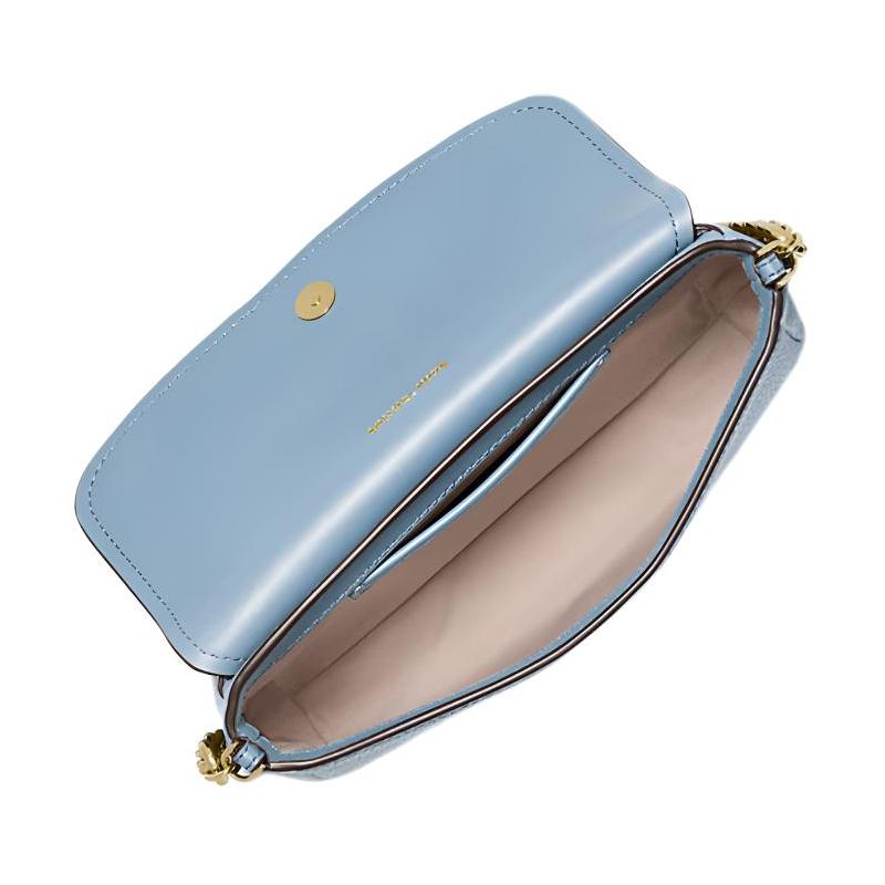 MICHAEL KORS Nolita gold hardware chain lettering leather shoulder bag crossbody bag small women's light blue