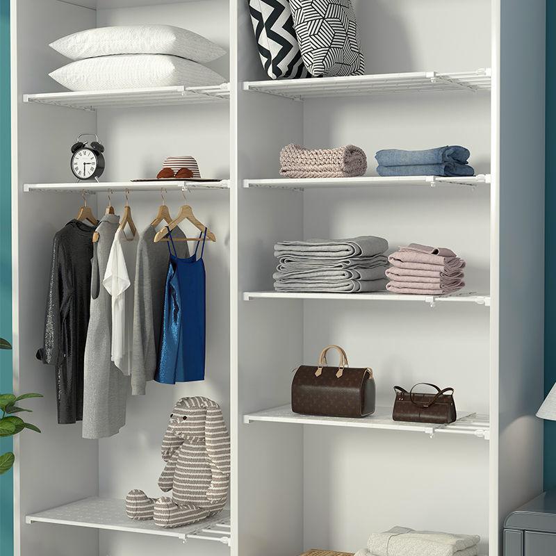 Adjustable Wardrobe Storage Shelves Wall Mounted Partition Layered Rack for the Wardrobe Closet Bathroom Retractable Organizer
