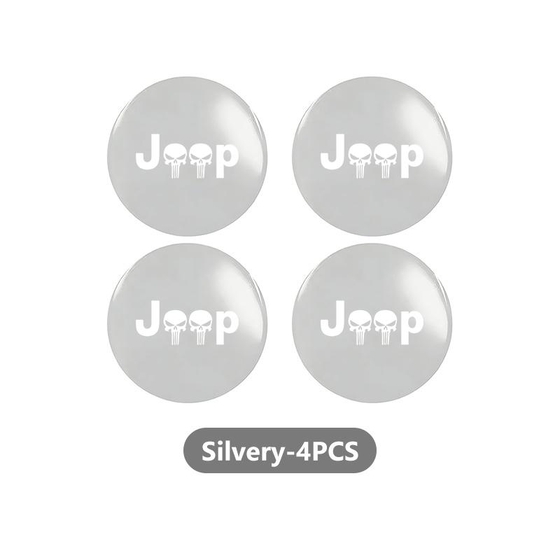 For Jeep 4pcs 3D Car Logo Wheel Center Hub Cap Dust-proof Badge Sticker Grand Cherokee Wrangler JK Renegade Gladiator Compass