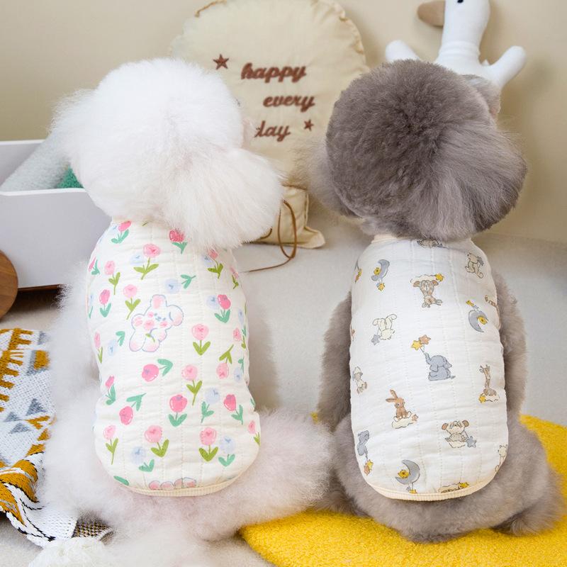 Pet cat Teddy Pomeranian dog clothes comfortable cotton home vest vest spring autumn winter clothing