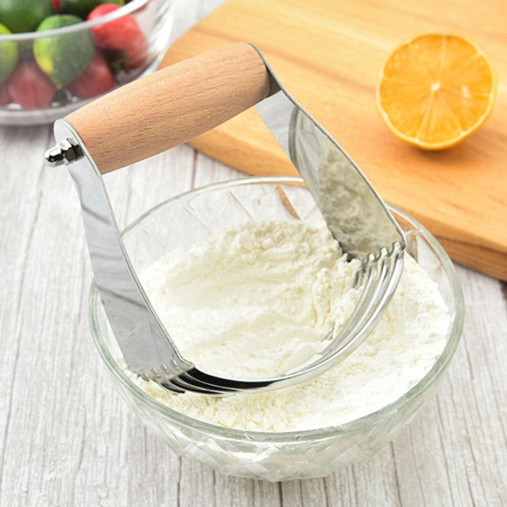 Teigschneider aus Edelstahl Holzgriff Mehlschneider Eierschläger Teigmischer Sahne