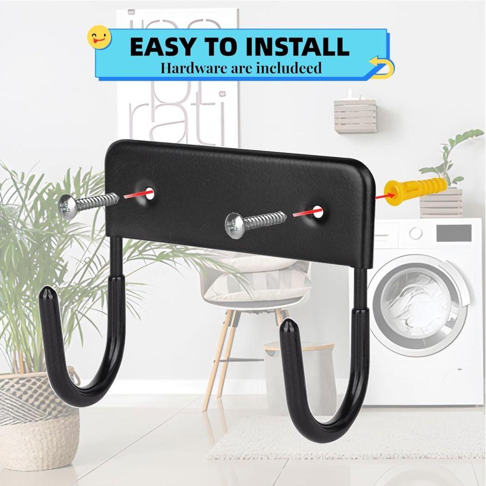 Space Saving Iron Board Wall Mount Dual Hooks Iron Board Holder  Laundry Room Storage