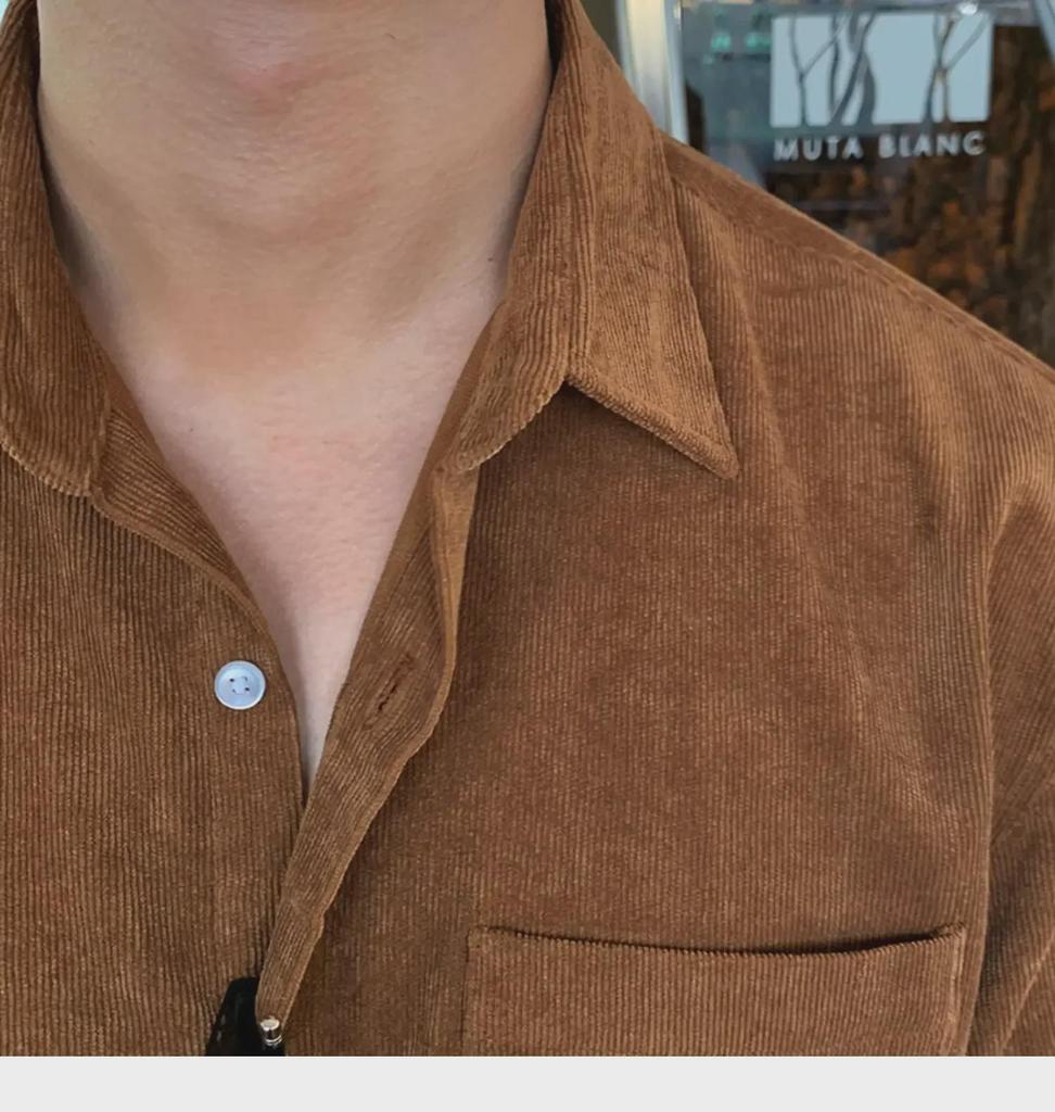 Herren Retro Cordhemd im japanischen Stil - Langärmlig, Trendige koreanische Version, Frühling/Herbst, Lockere Passform.