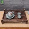 Handmade Purple Bamboo Tea Ceremony Set with Ceramic Tray and Bamboo Mat